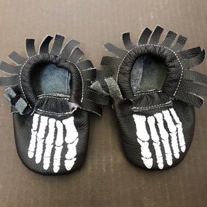 Skeleton baby moccasins